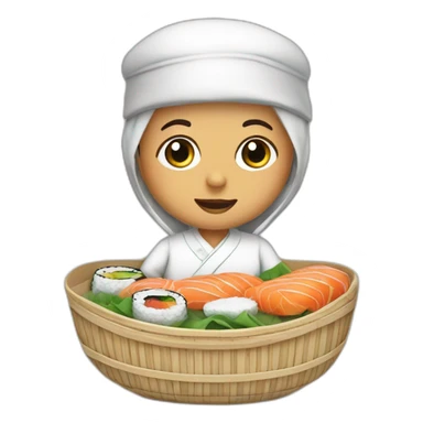 Arab sushi chef in traditional Palestinian outfit baby in crib sticker