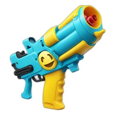water gun next to smiley face sticker