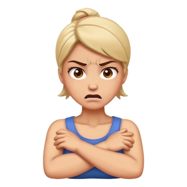 Woman crossing arms around neck angry  sticker