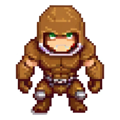 chibi Juggernaut from Dota 2, angry, ready to attack, colorful, cute, pixel art style, standing, transparent background, 512x512 sticker