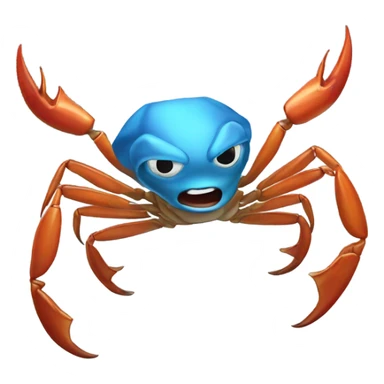 A dancing blue crab claws up sticker