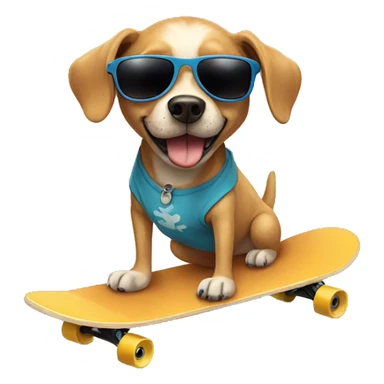 dog with sunglasses on a skateboard  sticker