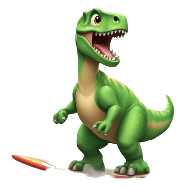 Dinosaurio surfeando sticker