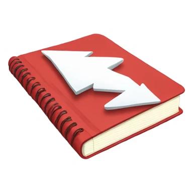 a red Notebook with lightning bolt inside sticker