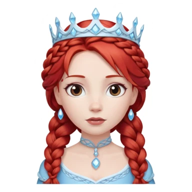 braided hair ice princess with red crown, red hair sticker