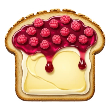a slice of bread with butter and rasperry jam sticker