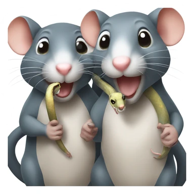 Two rats are holding a snake sticker