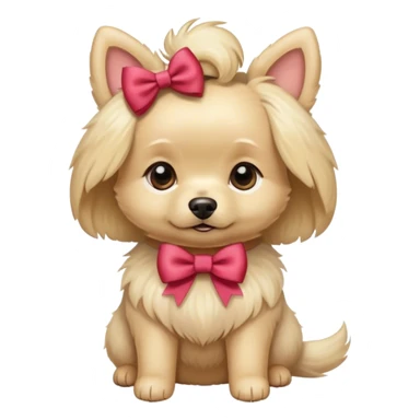 Fluffy small blonde dog with a bow  sticker