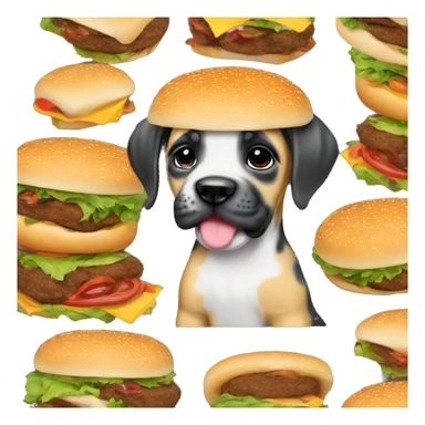 Cute baby Great Dane puppy as a burger sticker