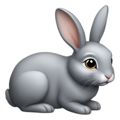 Realistic gray little bunny sticker