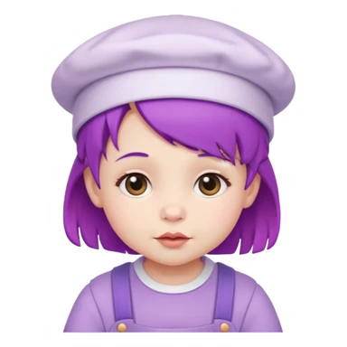 purple haired little baby with white hat sticker