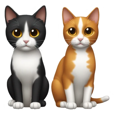 One is a plain black cat and the other is a three-colored cat (white, brown and orange), standing side by side sticker