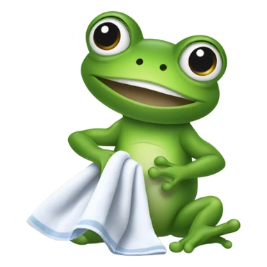 Frog picking up towel sticker