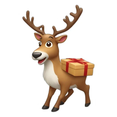 Reindeer delivers a box sticker