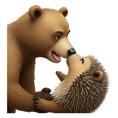 bear kissing hedgehog sticker