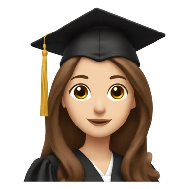 Brown haired white girl in graduation cap holding black long haired dachshund  sticker