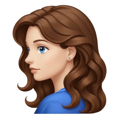 A white woman in profile with long, wavy brown hair sticker