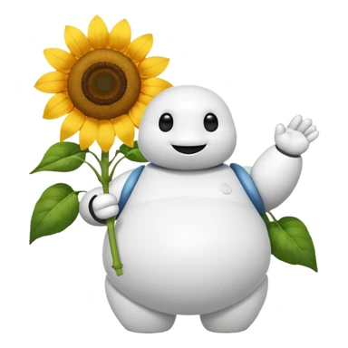 BAYMAX giving sunflower. This is for email signature so it should be small sticker
