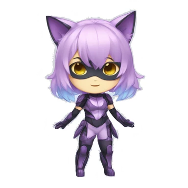 Pastel-Catgirl-Chibi-Sona-Shiny-Fakémon with a mask full body sticker