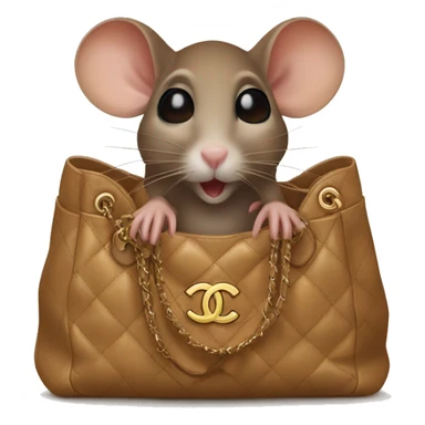Brown mouse is sitting in a chanel bag sticker