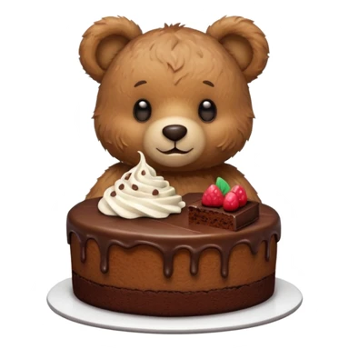 Morning teddy with chocolate cake bad slice  sticker