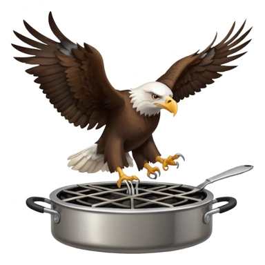 aquila calva con forchetta sorvola fornello a gas sticker