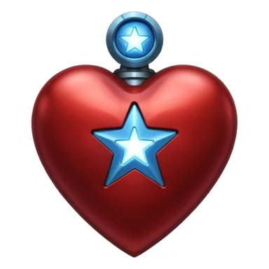A red Iron Man heart with a glowing blue star in the center sticker