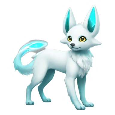 Shiny White Angelic Electric Albino Umbreon. cyan eyes and cyan markings. Golden Anubis-rings. full body sticker