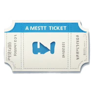 a  blue ticket in a open white envolope sticker
