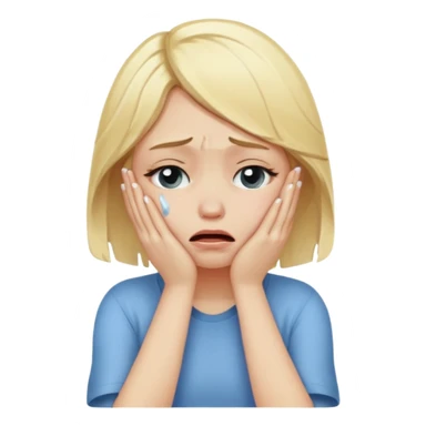 Blonde girl crying with hands covering face sticker