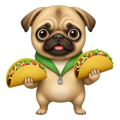 Pug holding tacos sticker