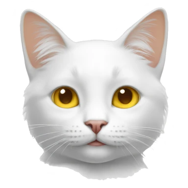 White cat with yellow hair on the top of te head smiling sticker