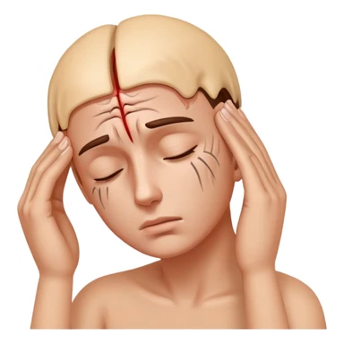 face with a headache, holding head, pain lines sticker