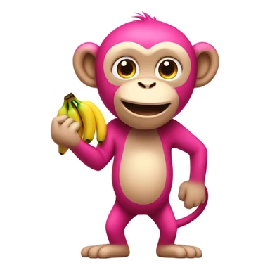 Pink Monkey Holding Banana sticker