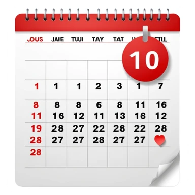 Wall calendar with red circled date sticker