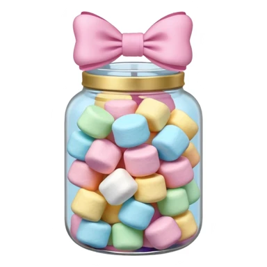 A jar filled with pastel marshmallow. A pastel Bow on the top sticker