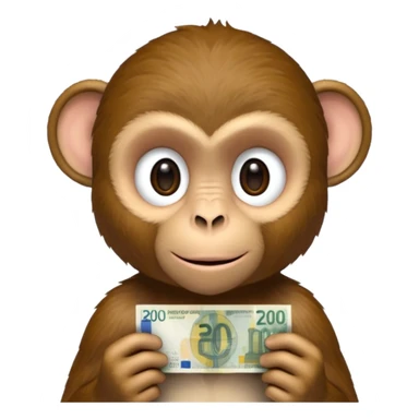 create a monkey holding a 20 euro bill  sticker