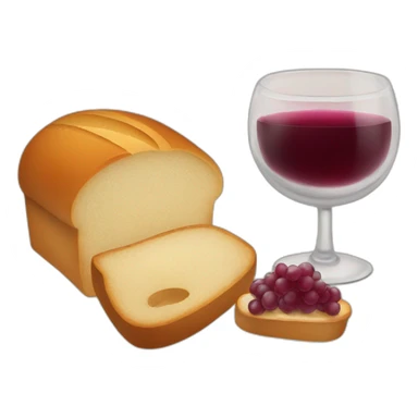 2 candles, a cup of red wine and a loaf of bread sticker