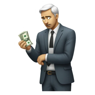 Sad man throwing money  sticker