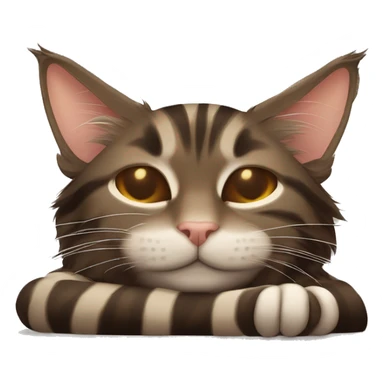 Sleeping cat Maine coon dark brown and light brown stripes sticker