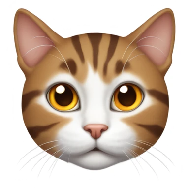 brown and white tabby cat with an orange on his head  sticker