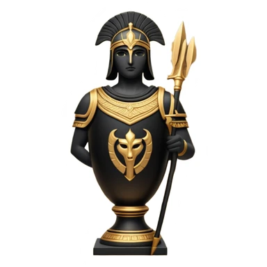 Cinematic-realistic Grecian urn, an exquisite black-figure pottery masterpiece resting in the dim glow of an ancient temple. Intricate golden depiction of a warrior holding a spear, telling timeless myths of heroism and tragedy.  sticker