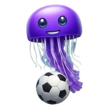 A purple jellyfish playing soccer  sticker