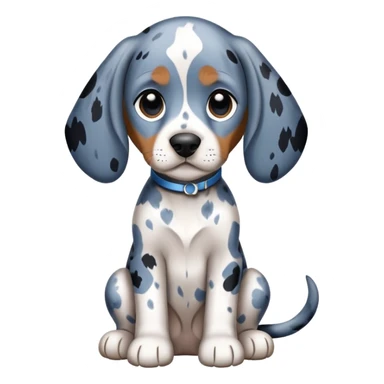 cute bluetick coonhound puppy sitting, white coat with blue-black mottled pattern sticker