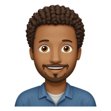Black male, short curly hair, goatee beard, casual style sticker