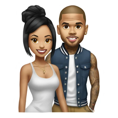 Hyper Realistic Chris Brown and realistic beautiful Karruche Tran  sticker