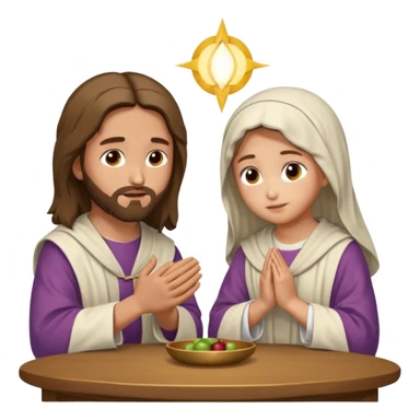 jesus en la mesa orando con una adolescente sticker