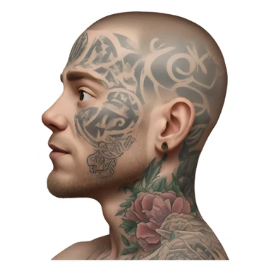 Pale skinned man with tattoos on his face sticker