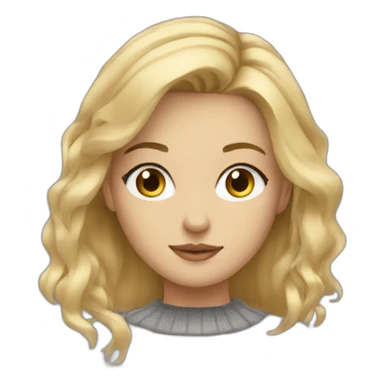 medium blonde girl with eyeliner, a computer and grey sweater sticker