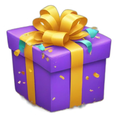 colorful present with confetti sticker
